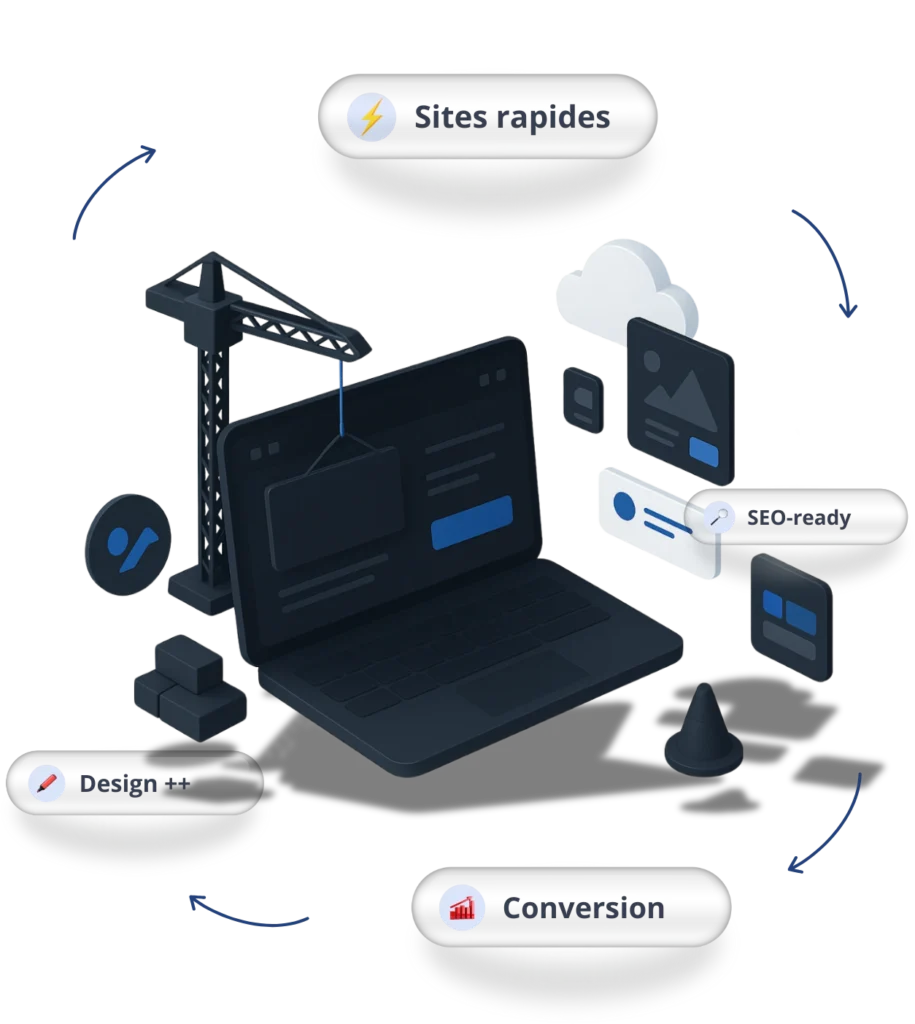 Maquette de site web en construction en 3d